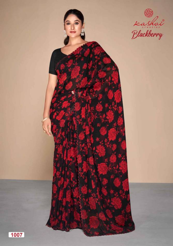 Blackberry By Kashvi Printed Pure Georgette Sarees Wholesale Price In Surat